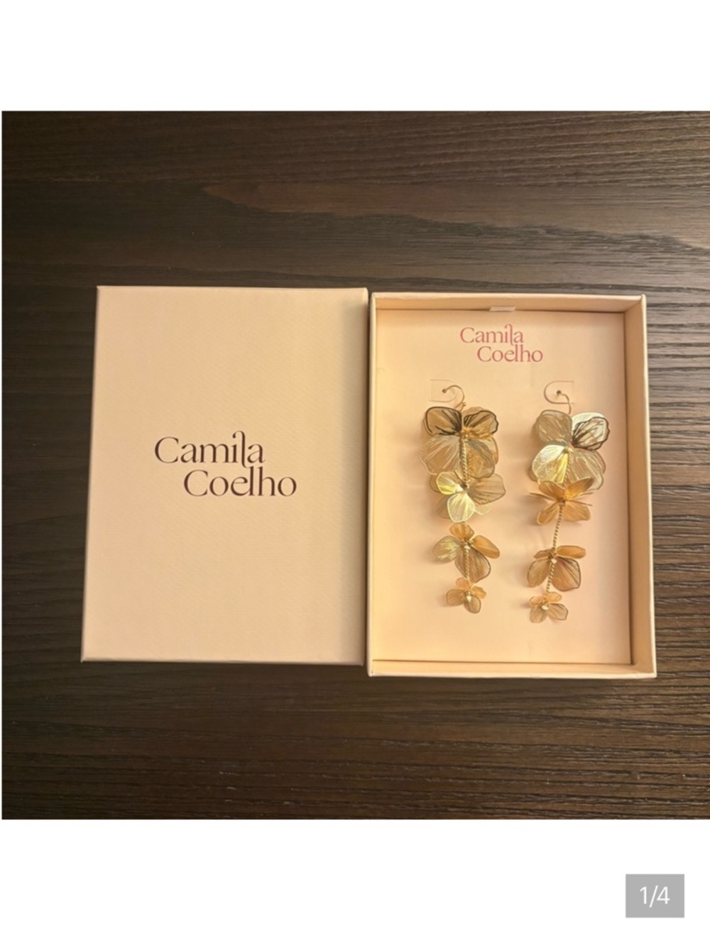 NEW Camila Coelho Gold Flower Drop Earrings
